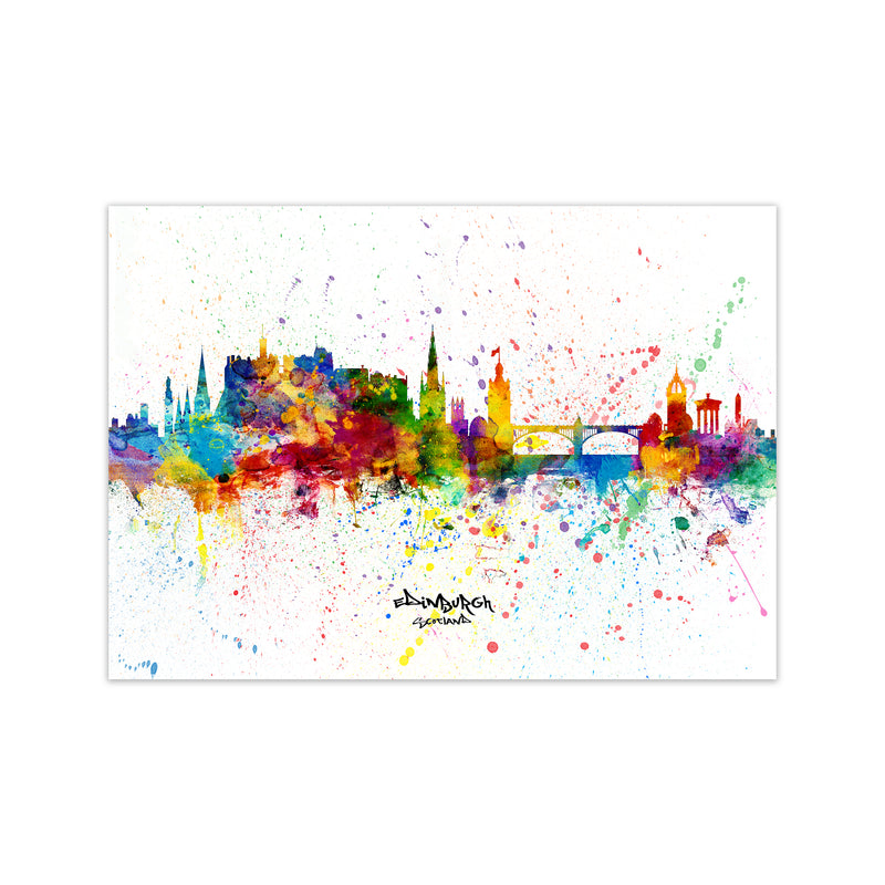 Edinburgh Scotland Skyline Splash Art Print by Michael Tompsett Print Only