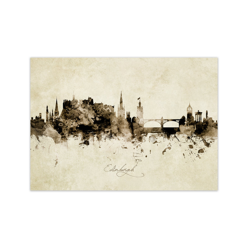 Edinburgh Scotland Skyline Vintage Art Print by Michael Tompsett Print Only