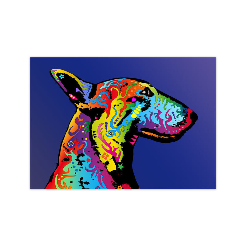 English Bull Terrier Dog Blue Art Print by Michael Tompsett Print Only