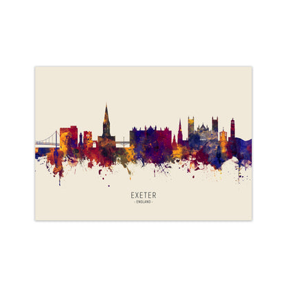 Exeter England Skyline Autumn City Name Art Print by Michael Tompsett Print Only