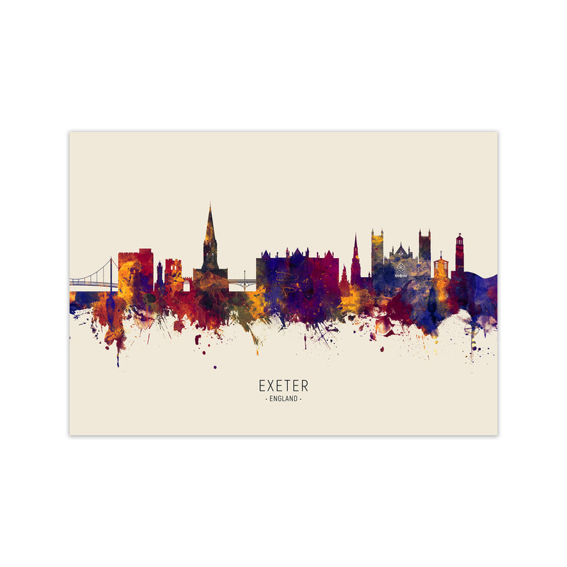 Exeter England Skyline Autumn City Name Art Print by Michael Tompsett Print Only