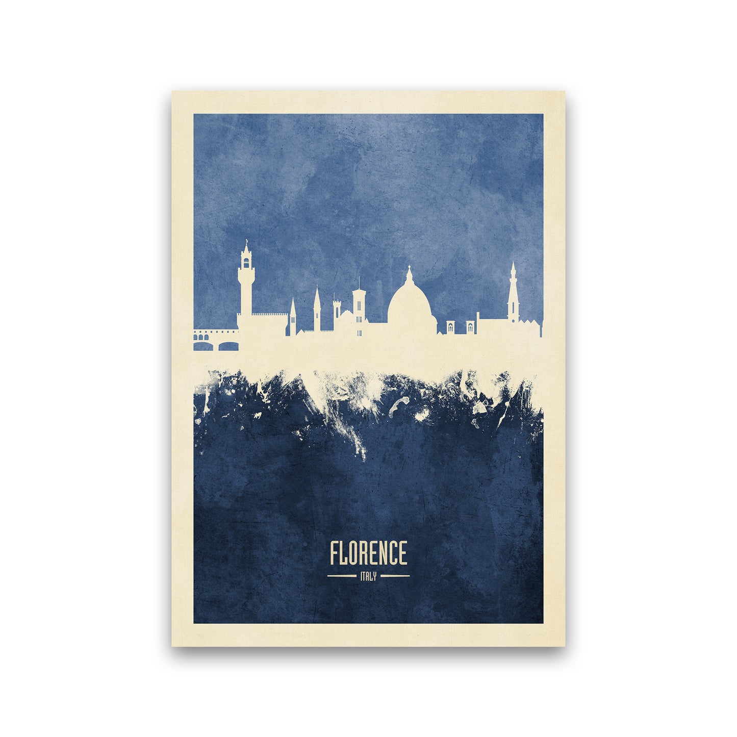 Florence Italy Skyline Portrait Navy Art Print by Michael Tompsett Print Only