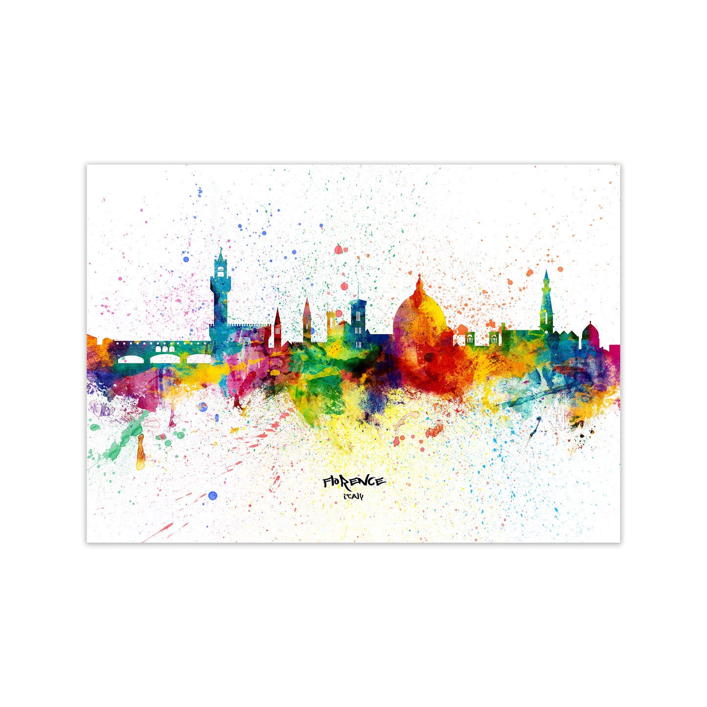 Florence Italy Skyline Splash Art Print by Michael Tompsett Print Only