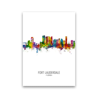 Fort Lauderdale Florida Skyline Portrait Art Print by Michael Tompsett Print Only
