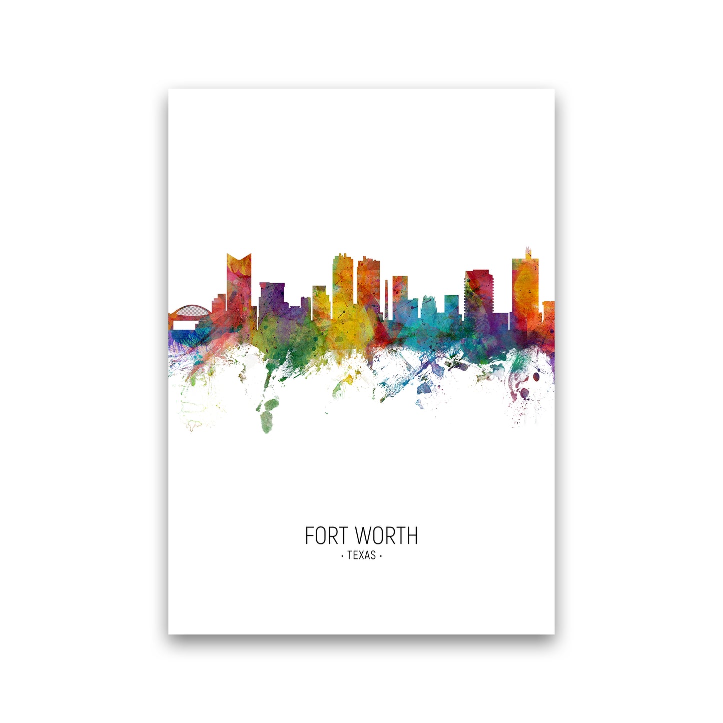 Fort Worth Texas Skyline Portrait Art Print by Michael Tompsett Print Only
