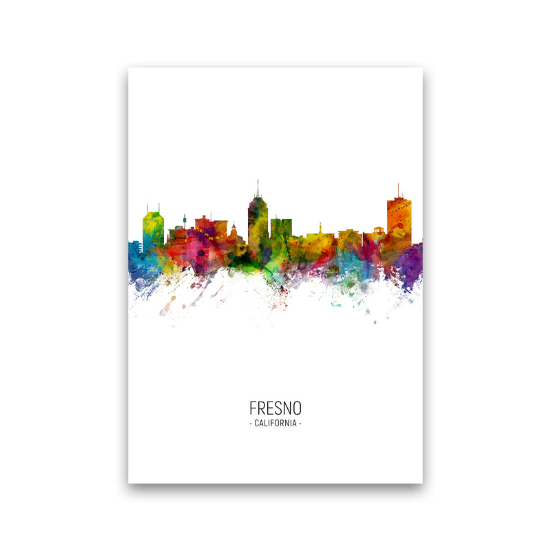 Fresno California Skyline Portrait Art Print by Michael Tompsett Print Only