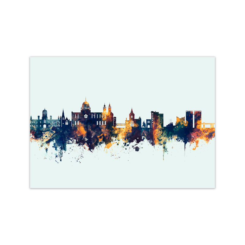 Galway Ireland Skyline Blue Orange Art Print by Michael Tompsett Print Only