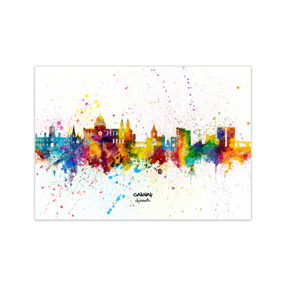 Galway Ireland Skyline Splash Art Print by Michael Tompsett Print Only