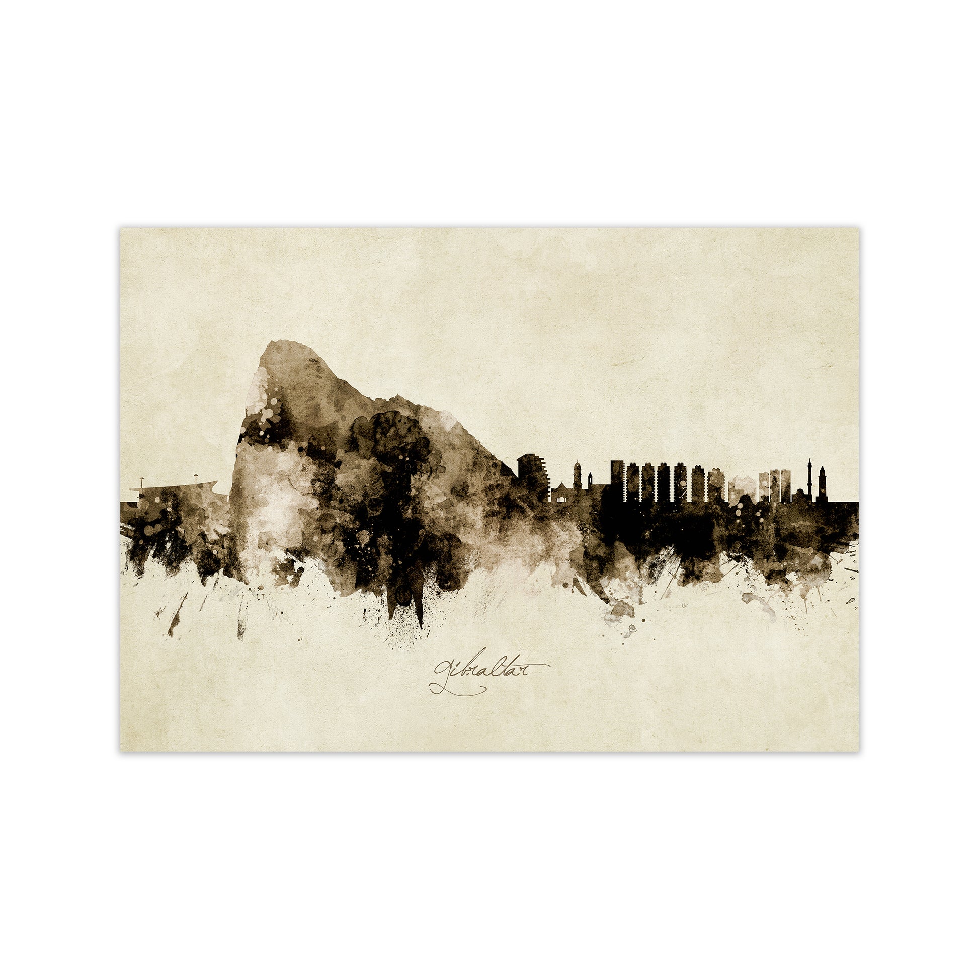 Gibraltar Skyline Vintage Art Print by Michael Tompsett Print Only