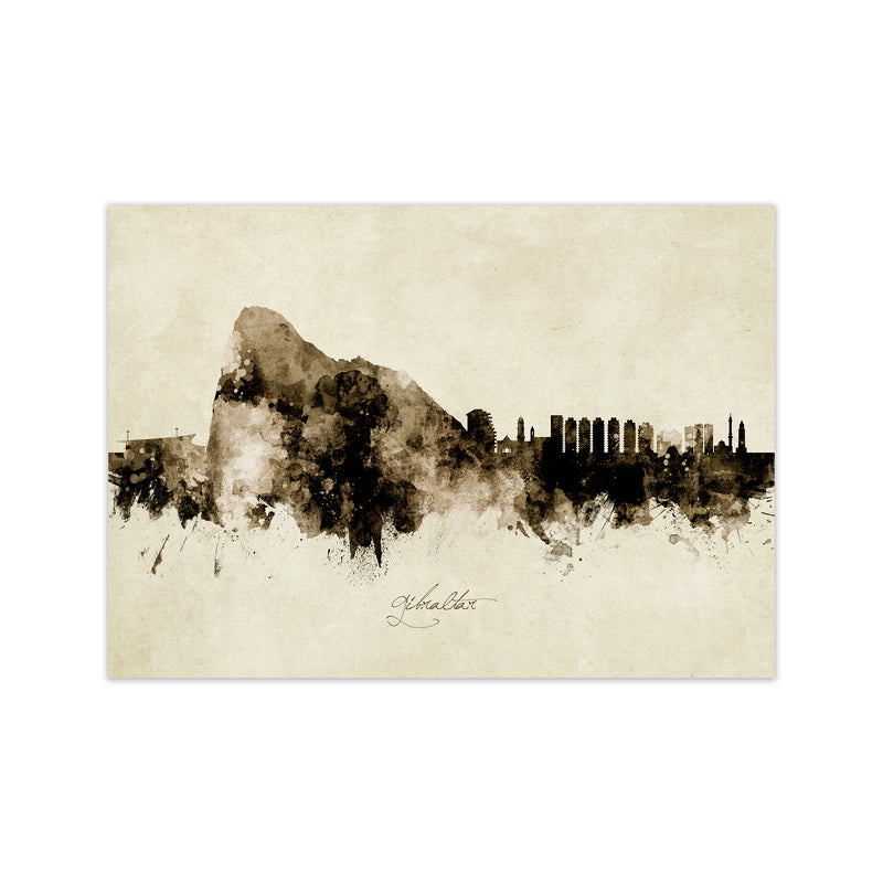 Gibraltar Skyline Vintage Art Print by Michael Tompsett Print Only