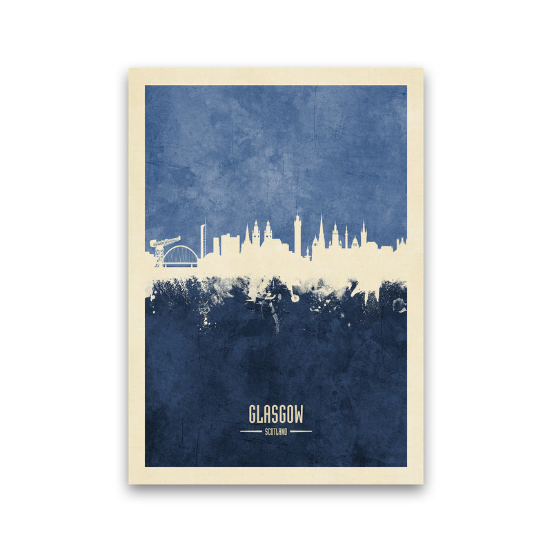 Glasgow Scotland Skyline Portrait Navy Art Print by Michael Tompsett Print Only