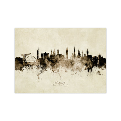 Glasgow Scotland Skyline Vintage Art Print by Michael Tompsett Print Only