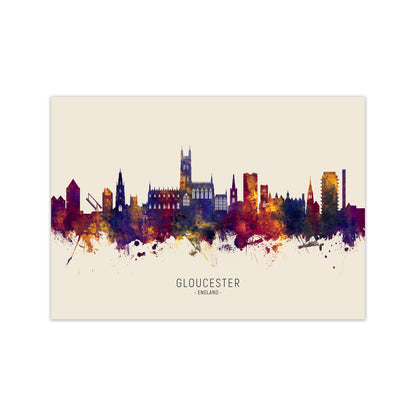 Gloucester England Skyline Autumn City Name Art Print by Michael Tompsett Print Only