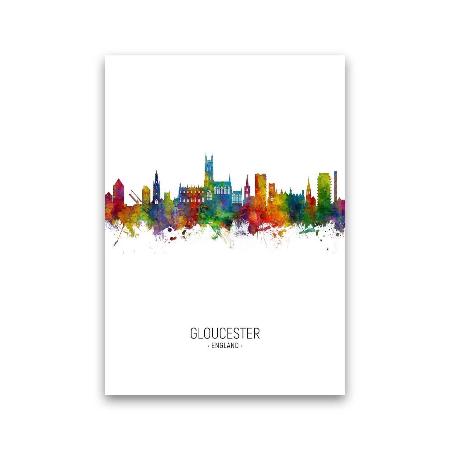 Gloucester England Skyline Portrait Art Print by Michael Tompsett Print Only