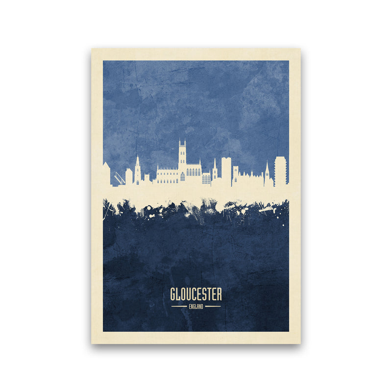 Gloucester England Skyline Portrait Navy Art Print by Michael Tompsett Print Only