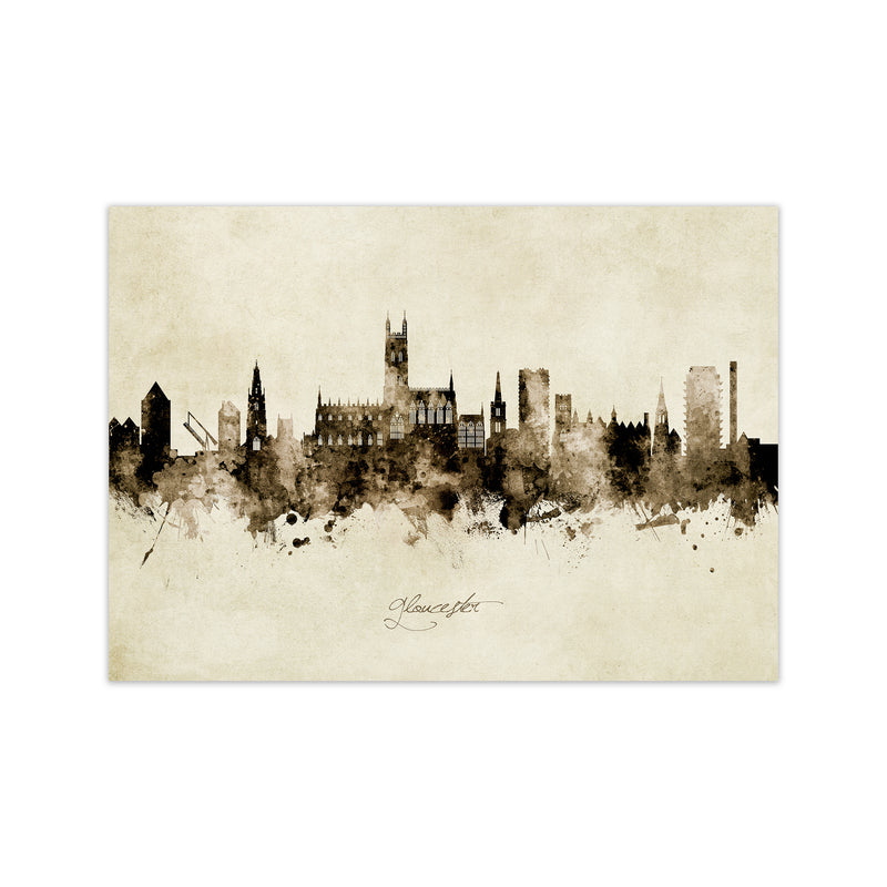 Gloucester England Skyline Vintage Art Print by Michael Tompsett Print Only