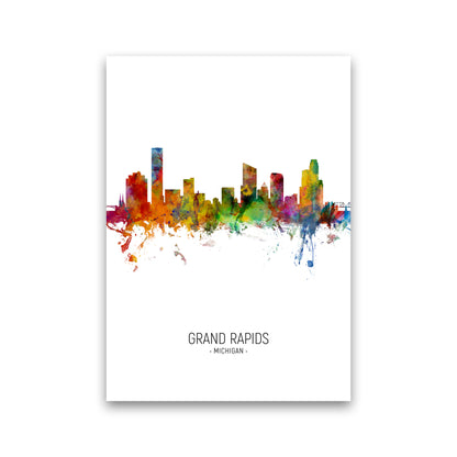 Grand Rapids Michigan Skyline Portrait Art Print by Michael Tompsett Print Only