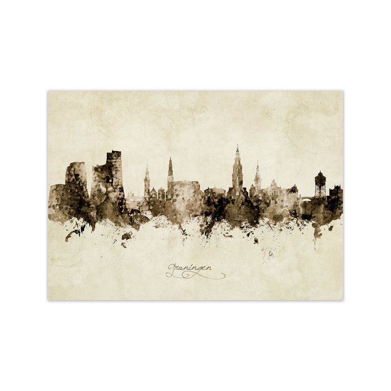 Groningen Netherlands Skyline Vintage Art Print by Michael Tompsett Print Only