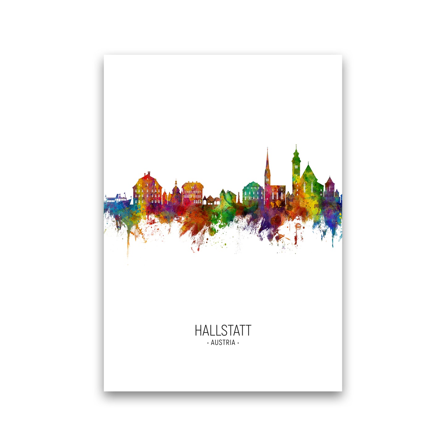 Hallstatt Austria Skyline Portrait Art Print by Michael Tompsett Print Only