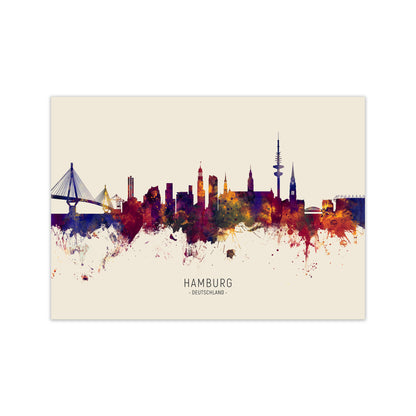 Hamburg Deutschland Skyline Autumn City Name Art Print by Michael Tompsett Print Only