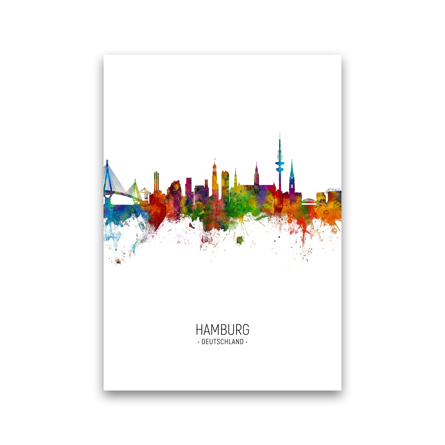Hamburg Germany Skyline Portrait Art Print by Michael Tompsett Print Only