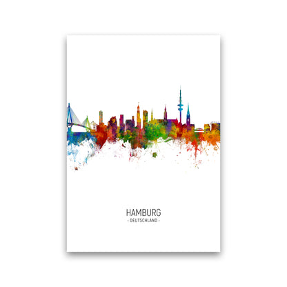 Hamburg Germany Skyline Portrait Art Print by Michael Tompsett Print Only