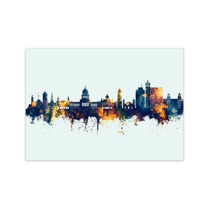 Havana Cuba Skyline Blue Orange Art Print by Michael Tompsett Print Only