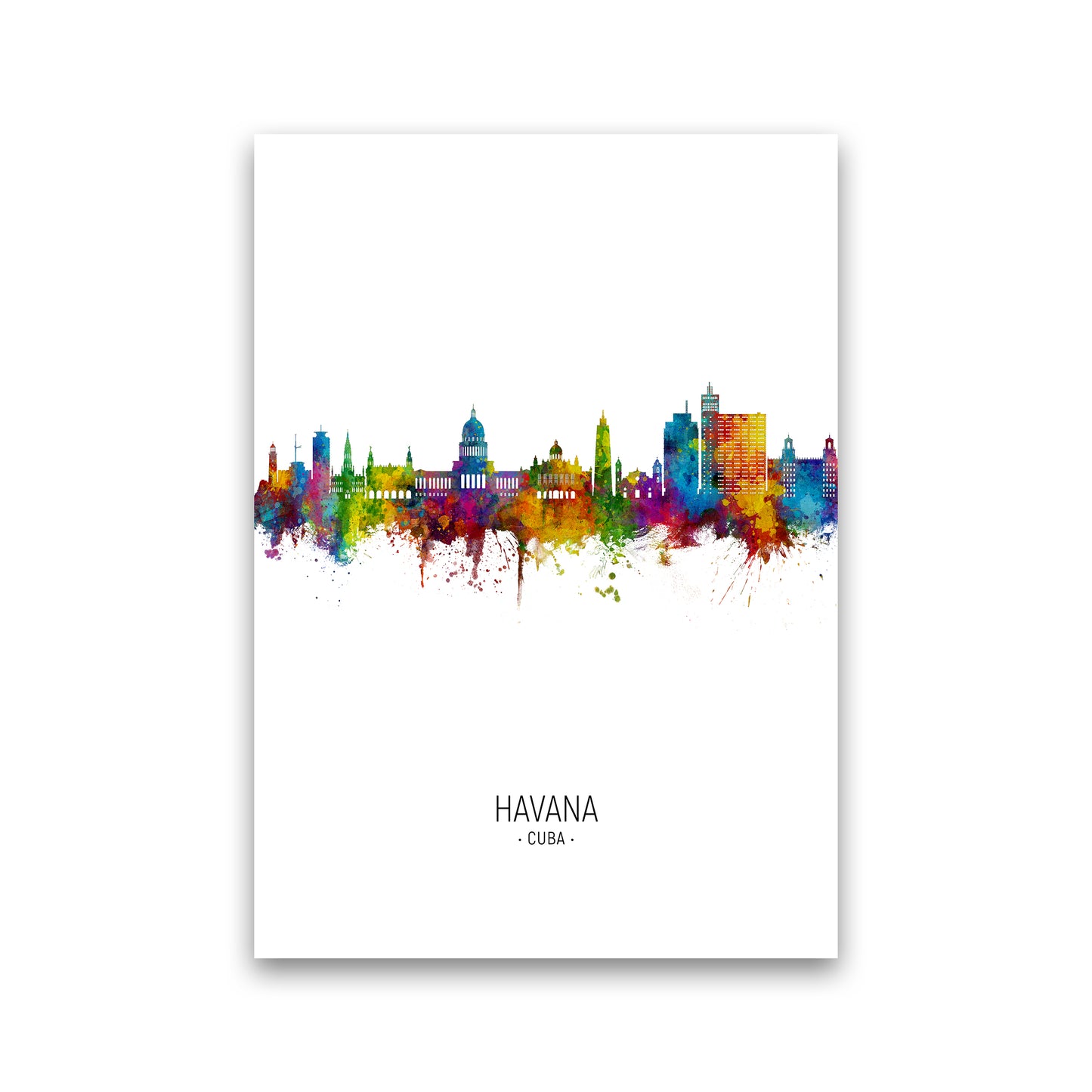 Havana Cuba Skyline Portrait Art Print by Michael Tompsett Print Only