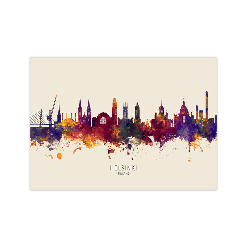 Helsinki Finland Skyline Autumn City Name Art Print by Michael Tompsett Print Only