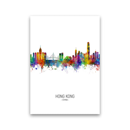 Hong Kong China Skyline Portrait Art Print by Michael Tompsett Print Only