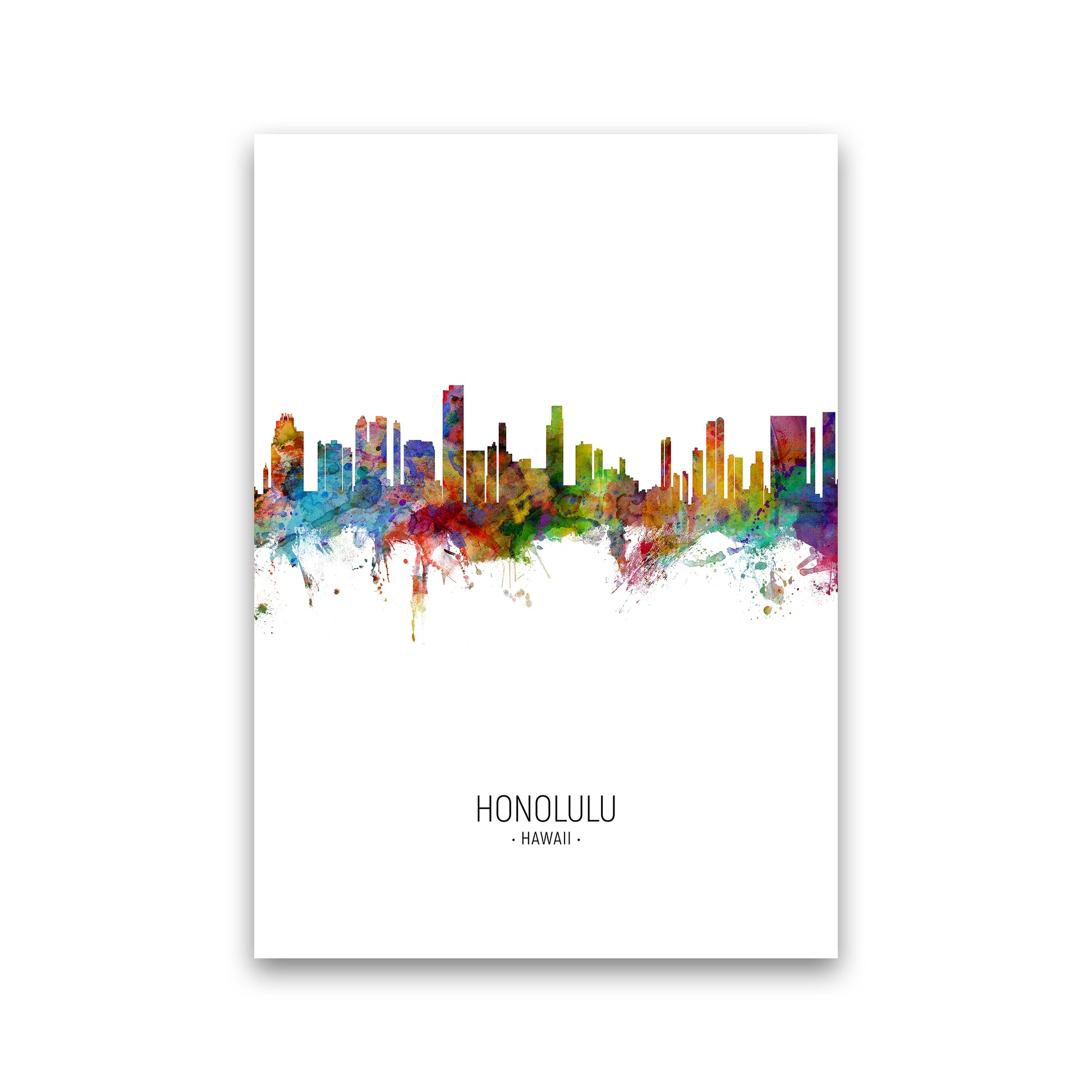 Honolulu Hawaii Skyline Portrait Art Print by Michael Tompsett Print Only