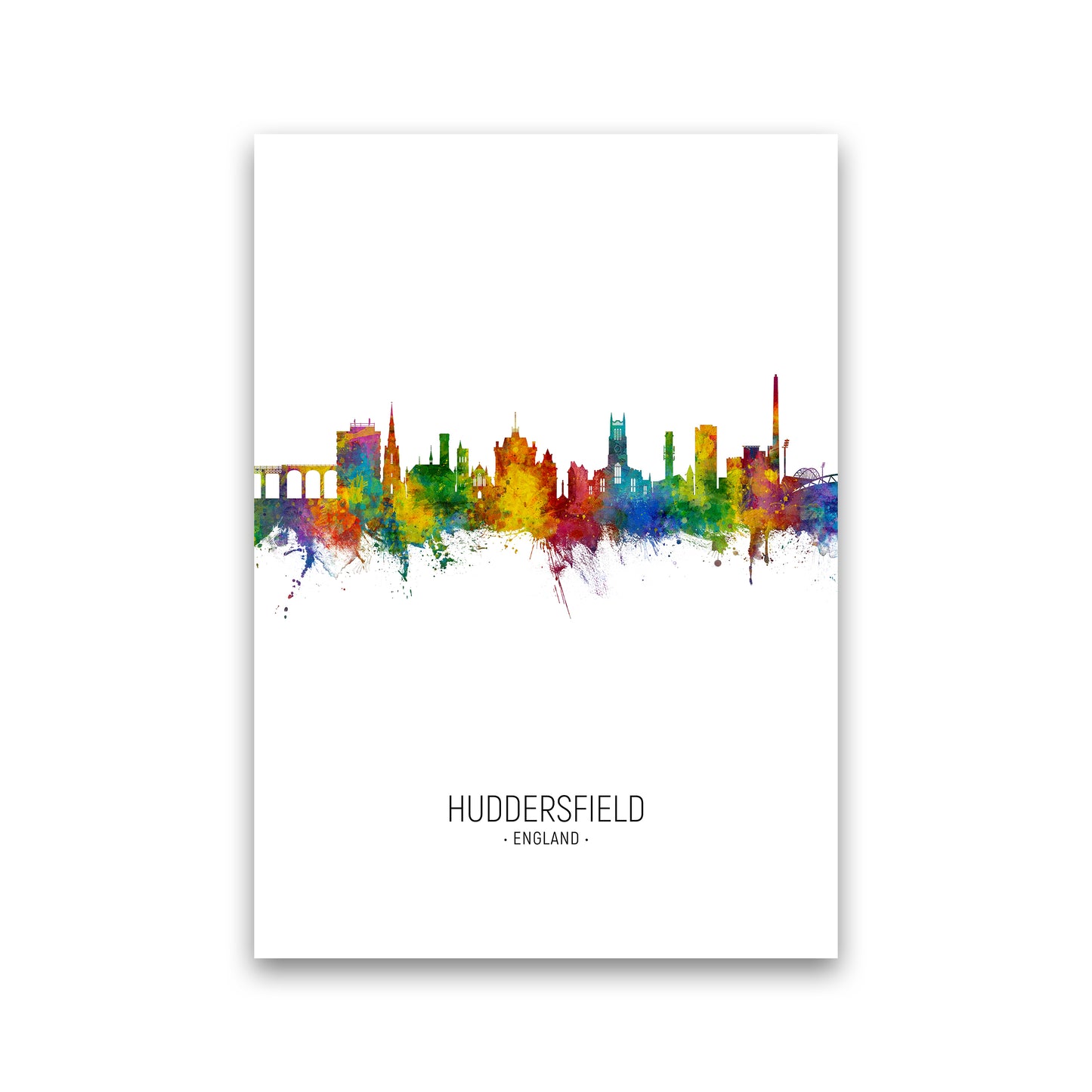 Huddersfield England Skyline Portrait Art Print by Michael Tompsett Print Only