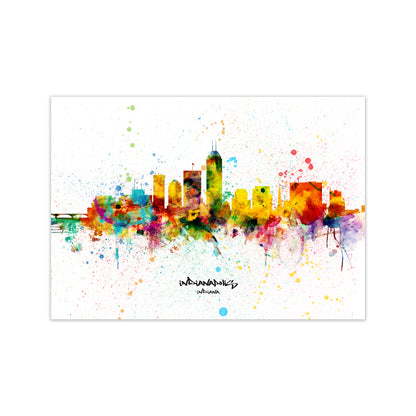 Indianapolis Indiana Skyline Splash Art Print by Michael Tompsett Print Only