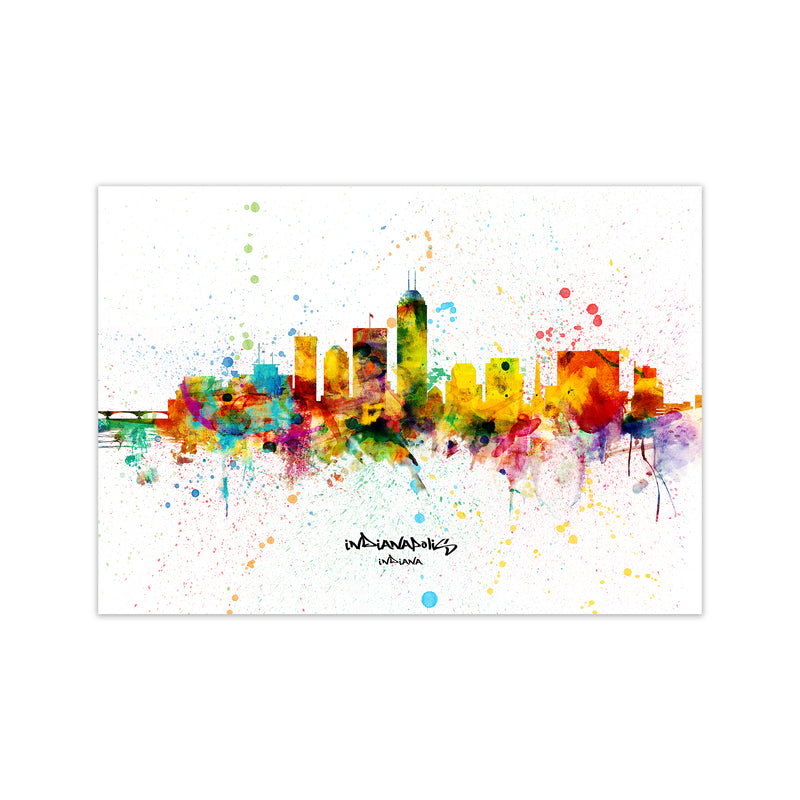 Indianapolis Indiana Skyline Splash Art Print by Michael Tompsett Print Only
