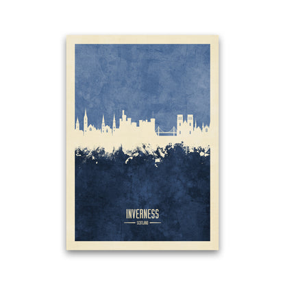 Inverness Scotland Skyline Portrait Navy Art Print by Michael Tompsett Print Only