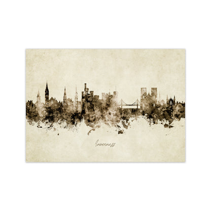 Inverness Scotland Skyline Vintage Art Print by Michael Tompsett Print Only