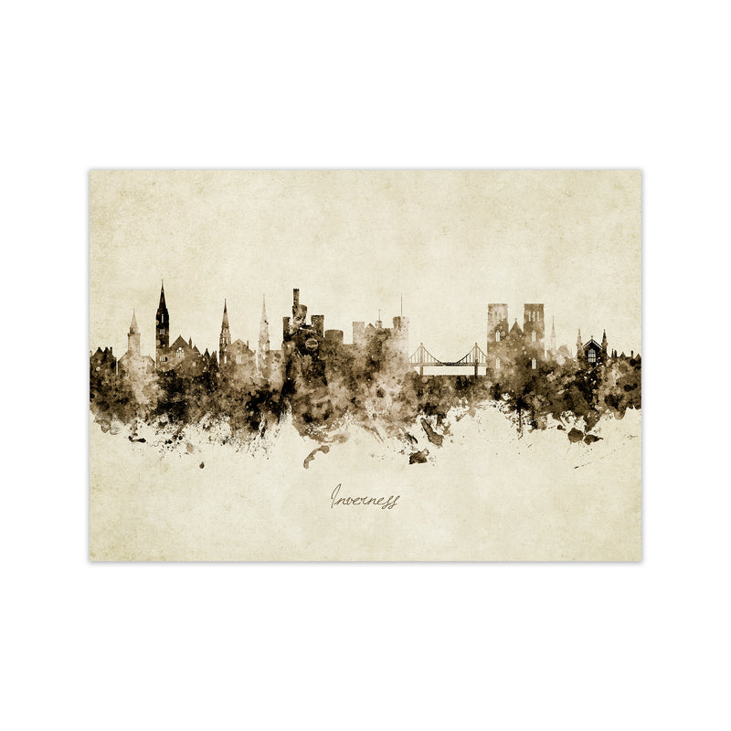 Inverness Scotland Skyline Vintage Art Print by Michael Tompsett Print Only