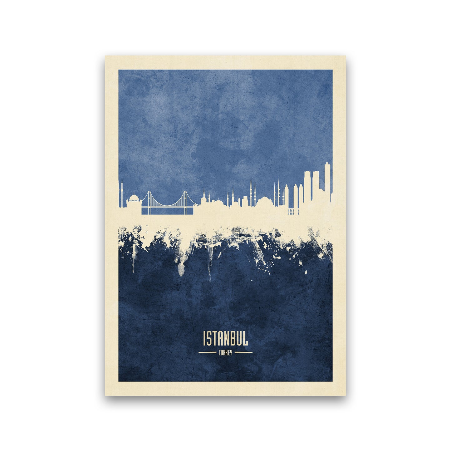 Istanbul Turkey Skyline Portrait Navy Art Print by Michael Tompsett Print Only