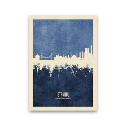 Istanbul Turkey Skyline Portrait Navy Art Print by Michael Tompsett Print Only