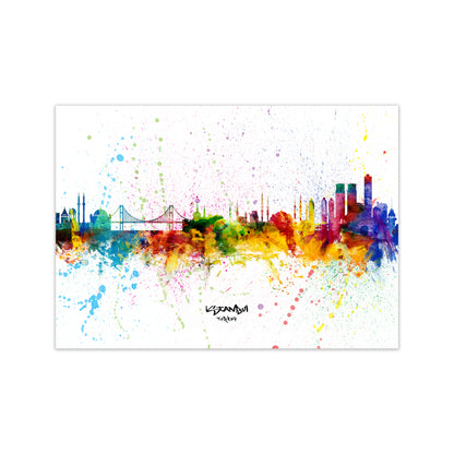 Istanbul Turkey Skyline Splash Art Print by Michael Tompsett Print Only