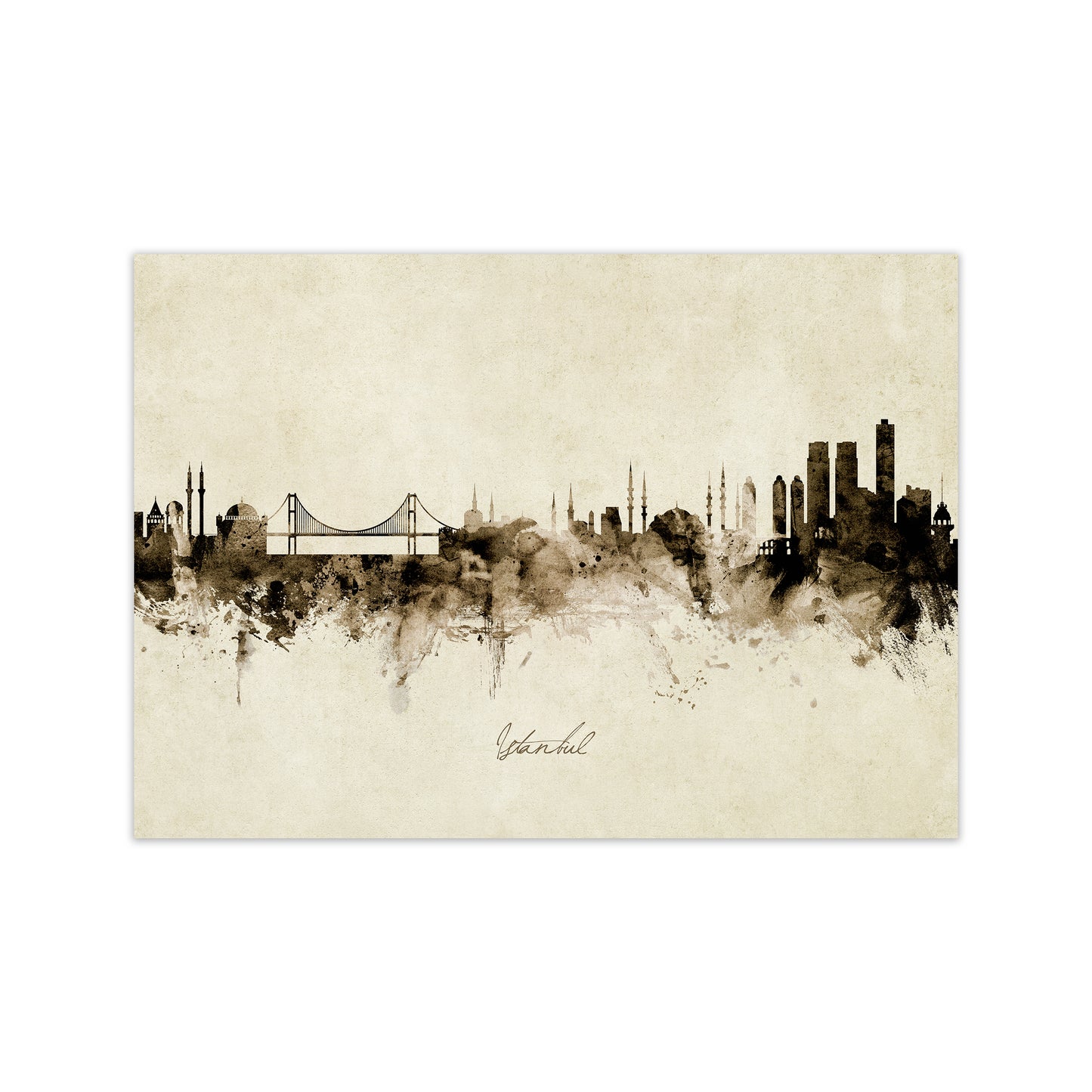 Istanbul Turkey Skyline Vintage Art Print by Michael Tompsett Print Only