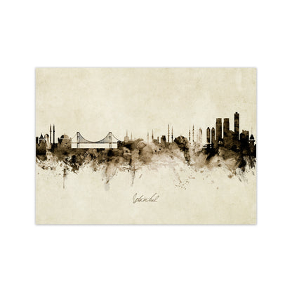 Istanbul Turkey Skyline Vintage Art Print by Michael Tompsett Print Only