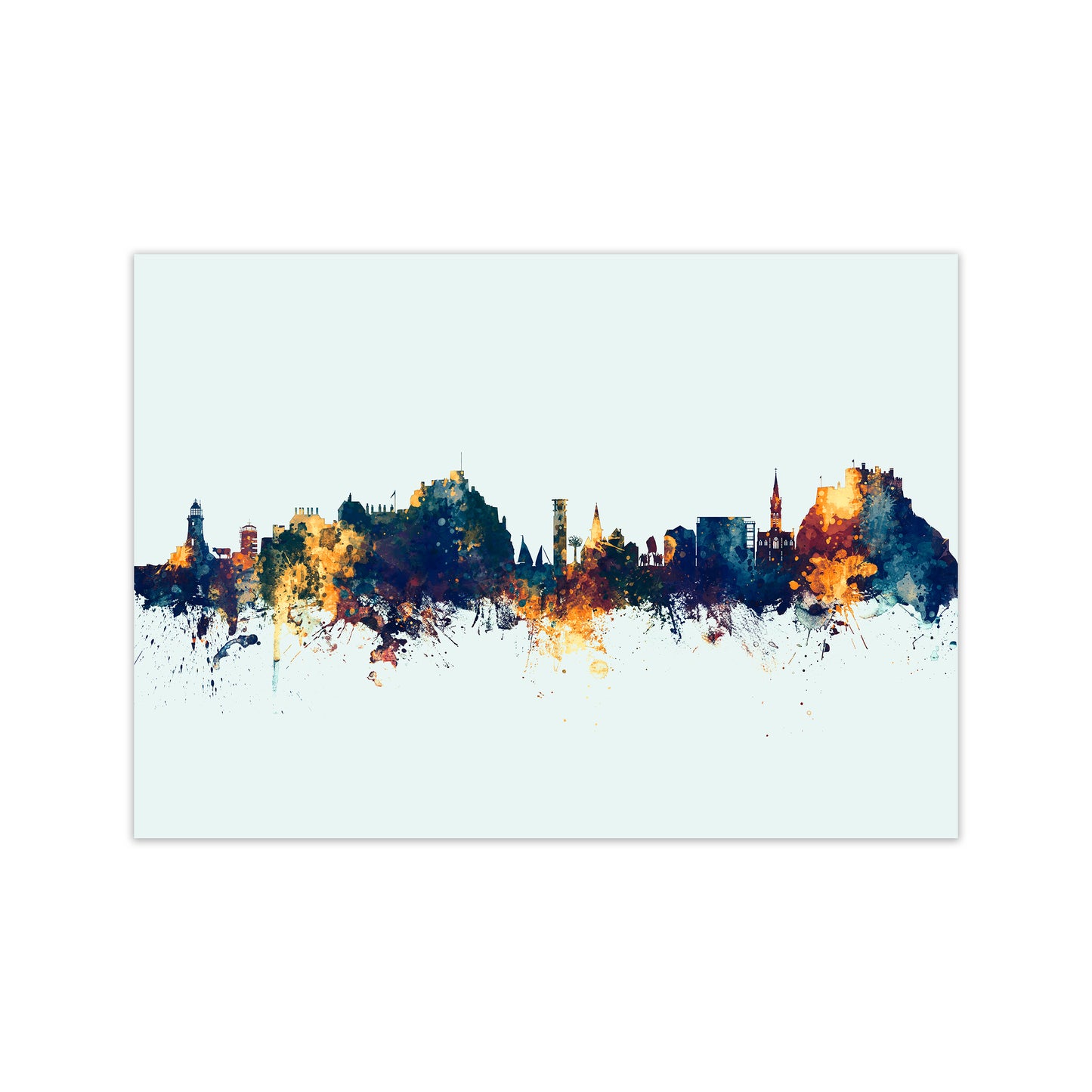Jersey Channel Islands Skyline Blue Orange Art Print by Michael Tompsett Print Only