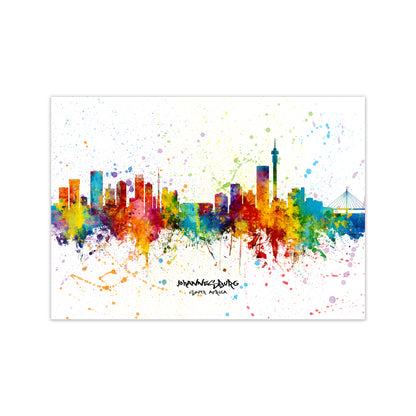 Johannesburg South Africa Skyline Splash Art Print by Michael Tompsett Print Only