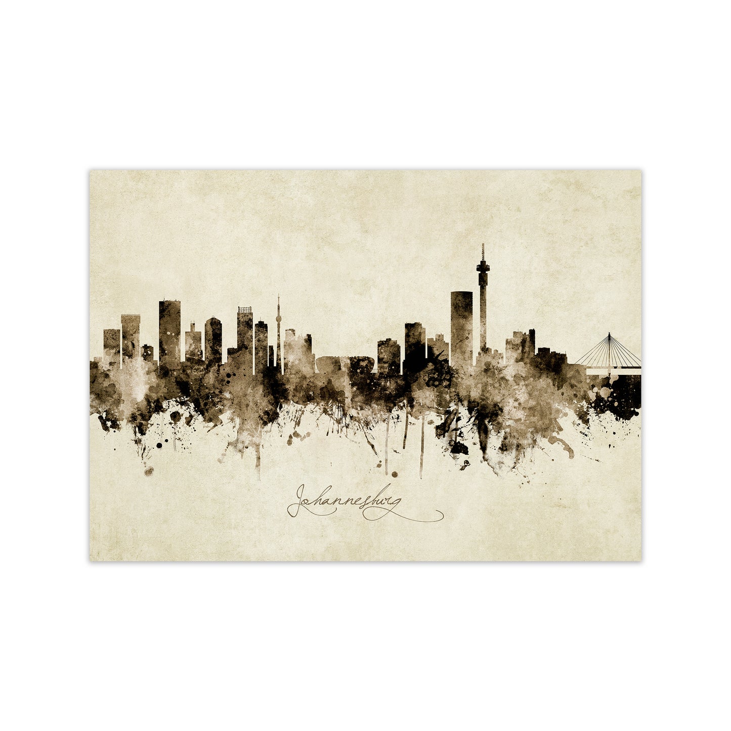 Johannesburg South Africa Skyline Vintage Art Print by Michael Tompsett Print Only