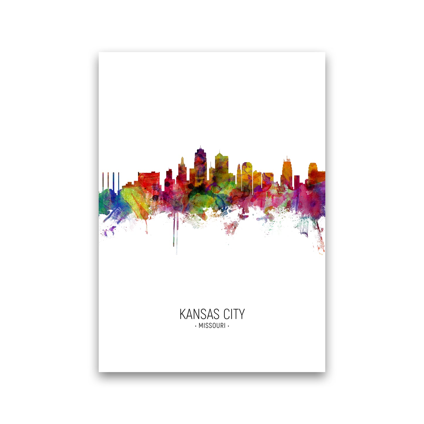 Kansas City Missouri Skyline Portrait Art Print by Michael Tompsett Print Only
