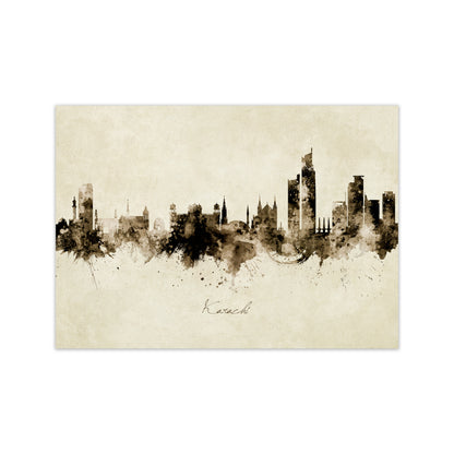 Karachi Pakistan Skyline Vintage Art Print by Michael Tompsett Print Only