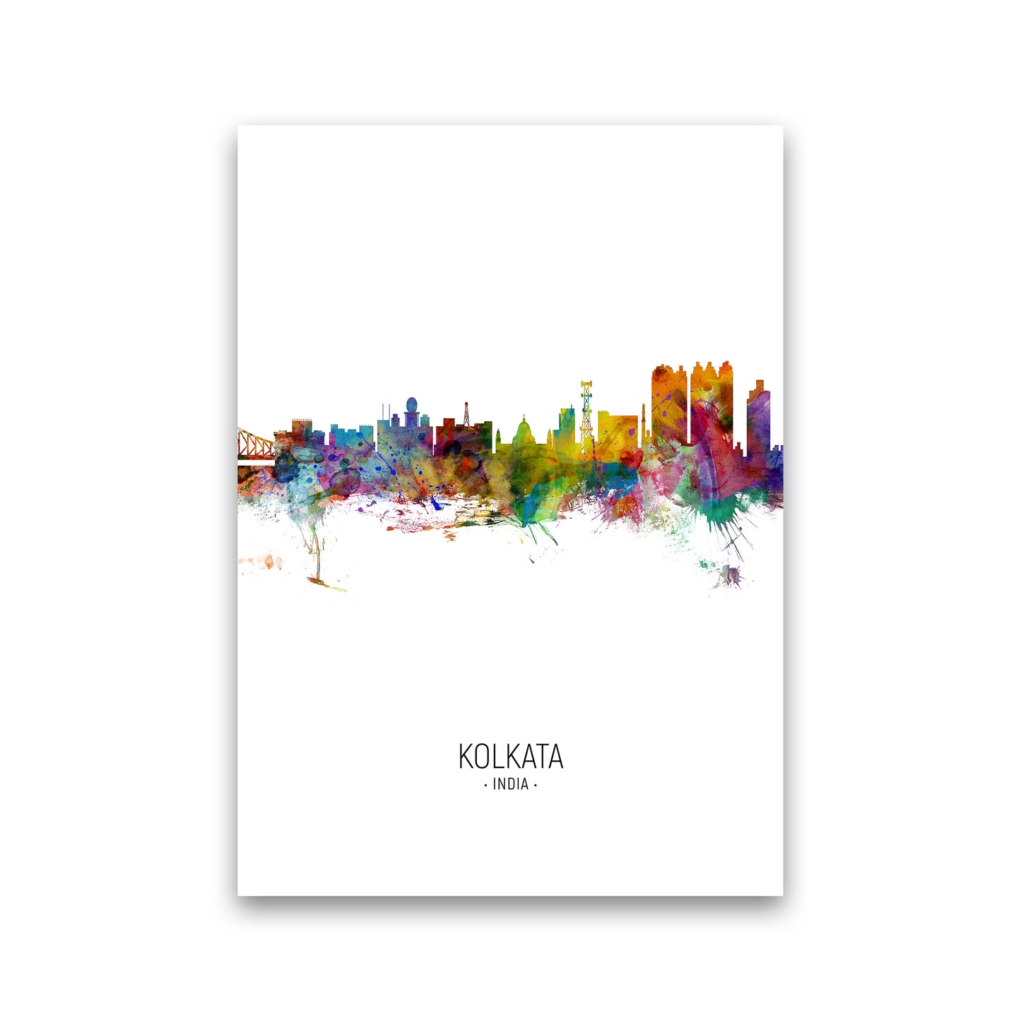 Kolkata India Skyline Portrait Art Print by Michael Tompsett Print Only