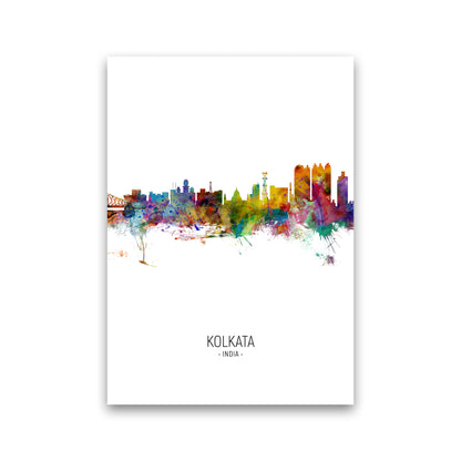 Kolkata India Skyline Portrait Art Print by Michael Tompsett Print Only