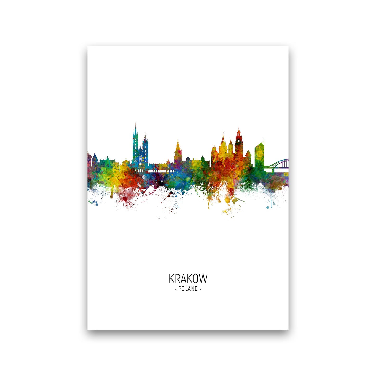Krakow Poland Skyline Portrait Art Print by Michael Tompsett Print Only